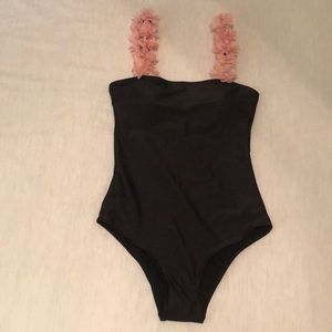 Flower Appliqué One-Piece Swimsuit